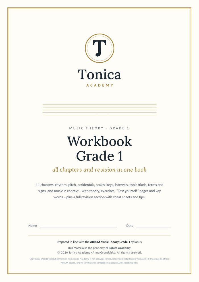 Tonica Academy Grade 1 workbook cover